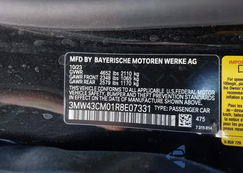 2024 BMW M240 I z USA, uszkodzony, nr VIN 3MW43CM01R8E07331